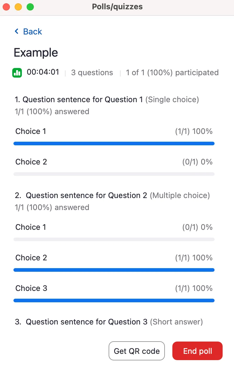 the screen during the Poll